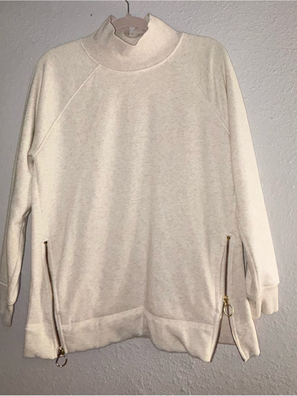 💙 Preloved Athleta Cream Cowl Neck Sweater with Side Zippers - Picture 3 of 6